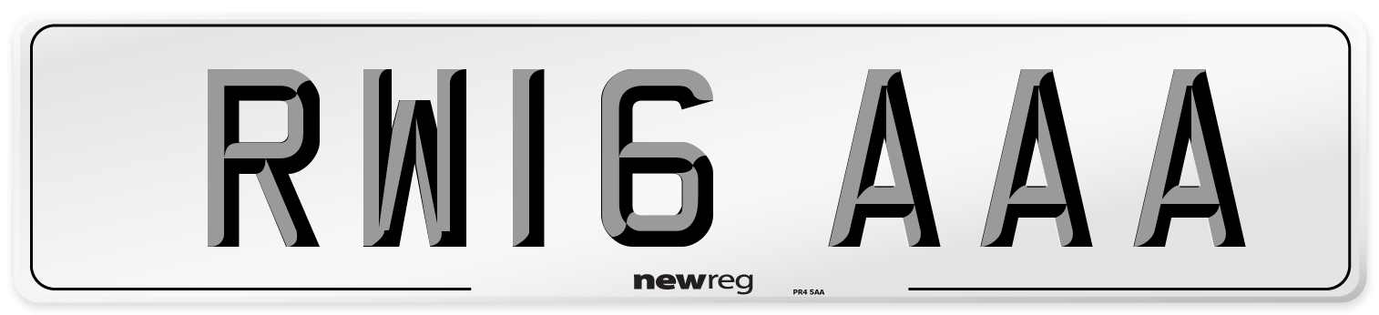 RW16 AAA Number Plate from New Reg
